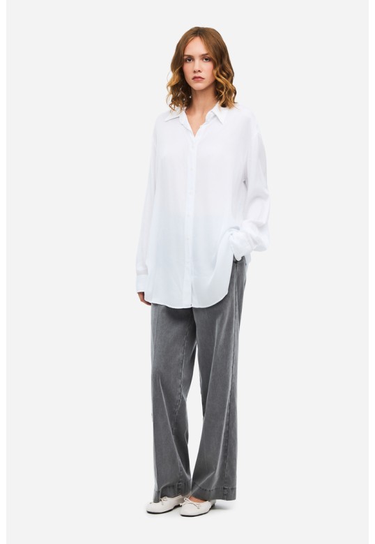 Oversized Satin Shirt WHITE