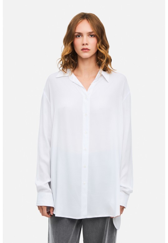 Oversized Satin Shirt WHITE