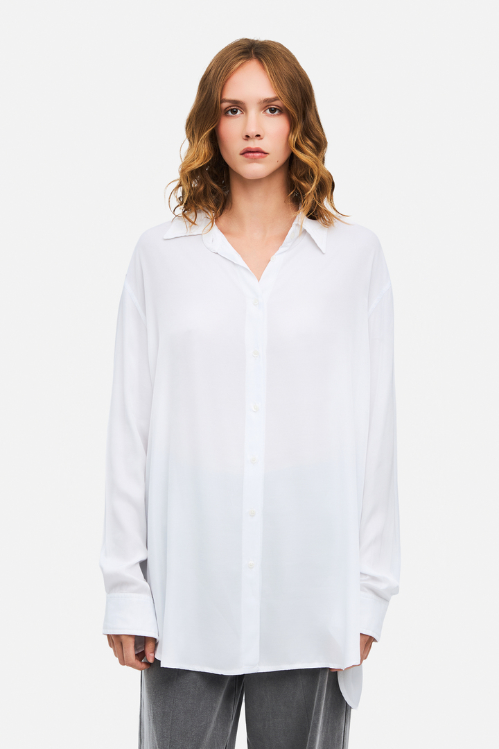 Oversized Satin Shirt WHITE