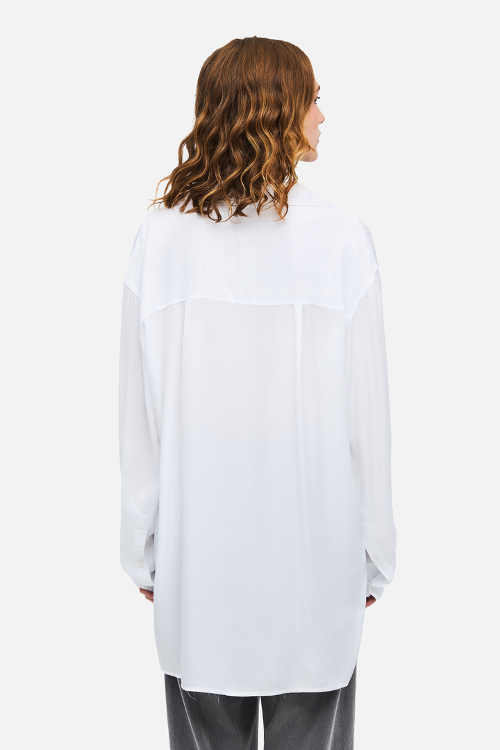 Oversized Satin Shirt WHITE
