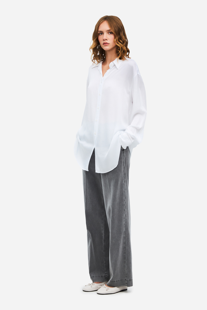 Oversized Satin Shirt WHITE