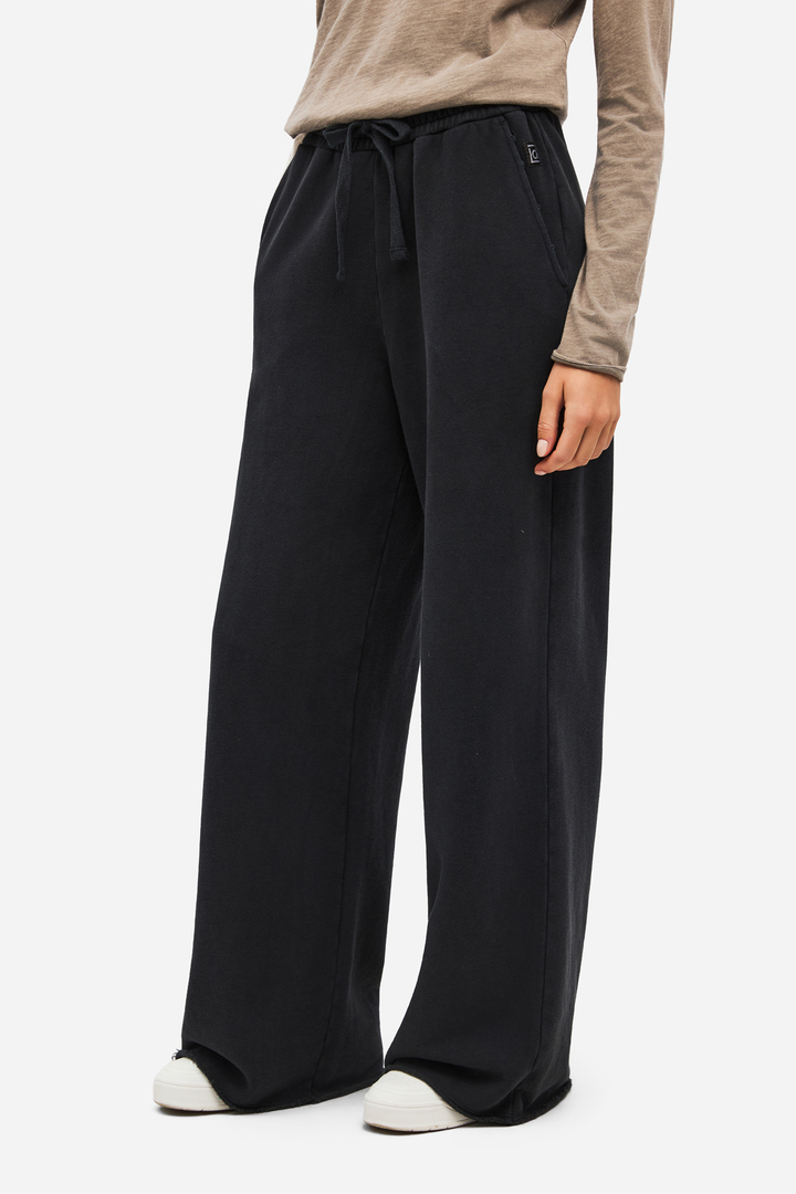 Wide-Leg Sweatpants with Raw Edges VINTAGE BLACK