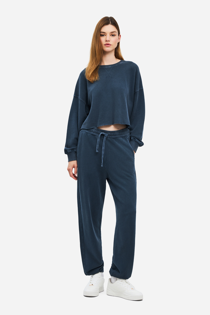 Piquet Fleece Sweatpants Vintage Blue