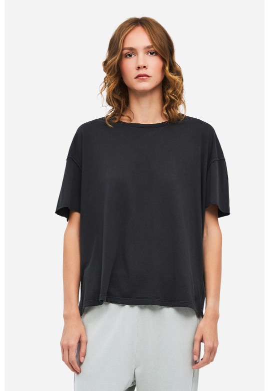Women's Oversized Raw Edge T-Shirt VINTAGE BLACK