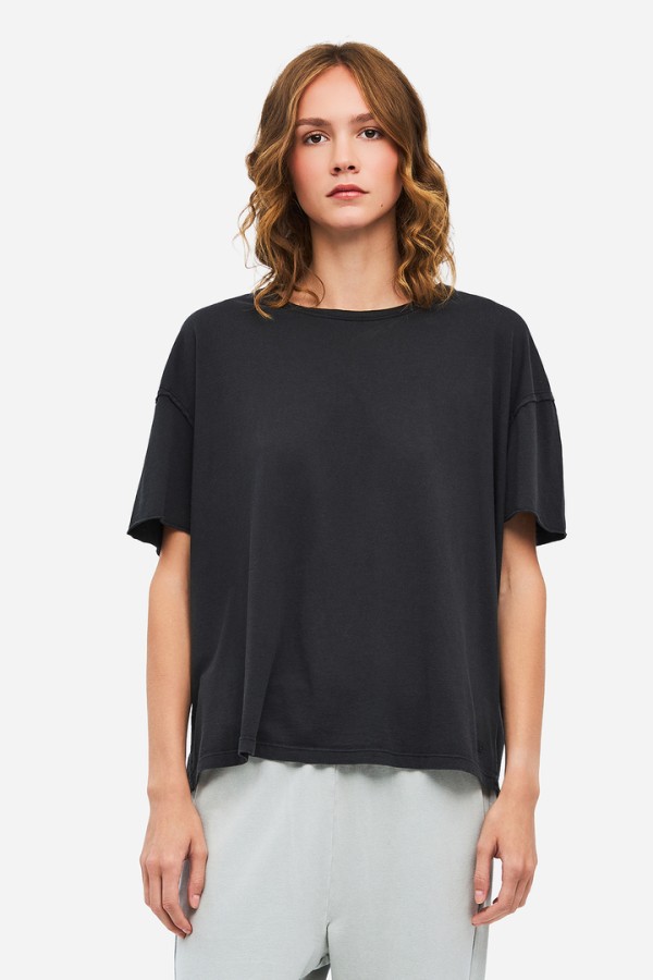 Women's Oversized Raw Edge T-Shirt VINTAGE BLACK