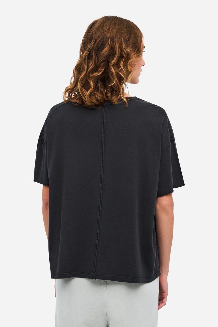 Women's Oversized Raw Edge T-Shirt VINTAGE BLACK