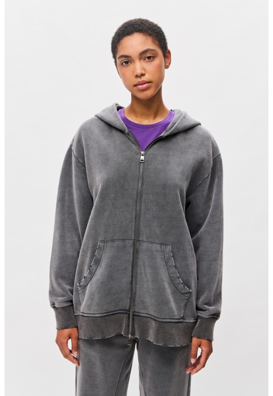 Oversized Full Zip with Damages Vintage Grey