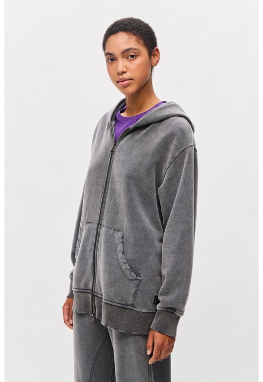 Oversized Full Zip with Damages Vintage Grey