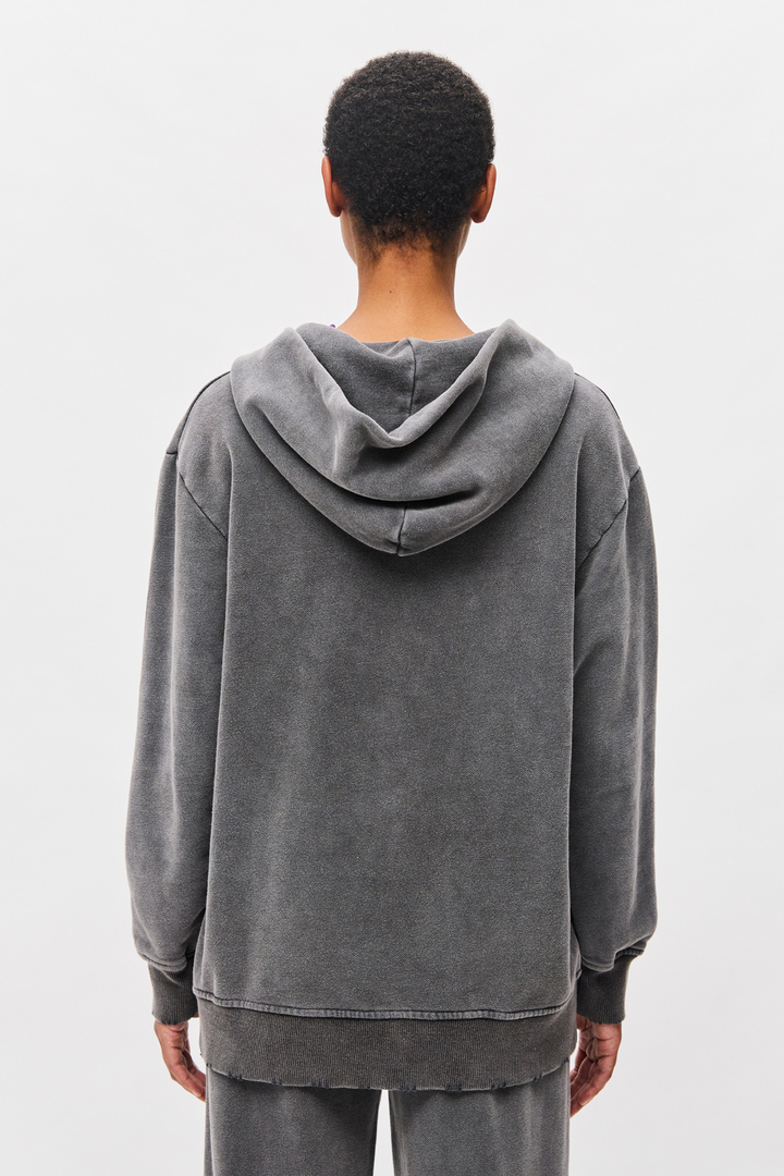 Oversized Full Zip with Damages Vintage Grey