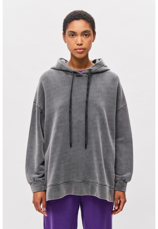 Oversized Hoodie with Side Openings Vintage Grey