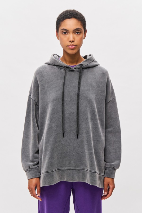 Oversized Hoodie with Side Openings Vintage Grey