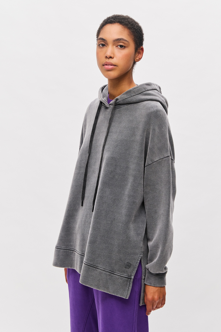 Oversized Hoodie with Side Openings Vintage Grey