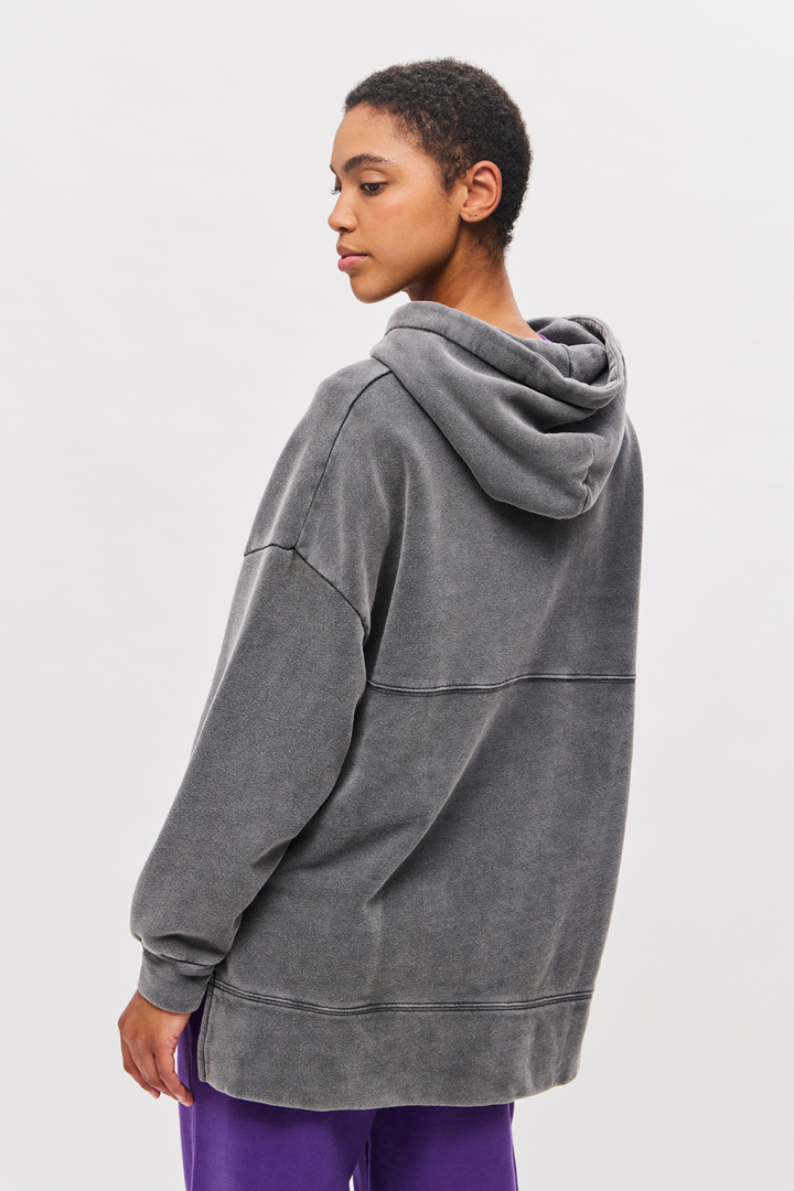 Oversized Hoodie with Side Openings Vintage Grey