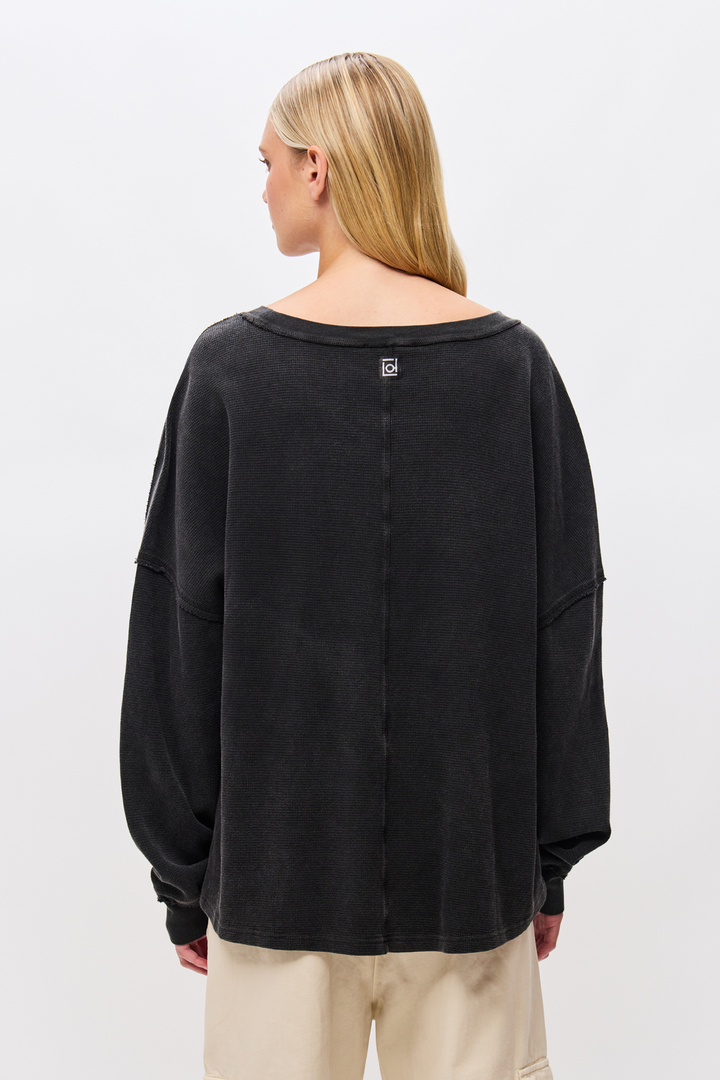 Oversized Cuffed Longsleeve Top Vintage Black