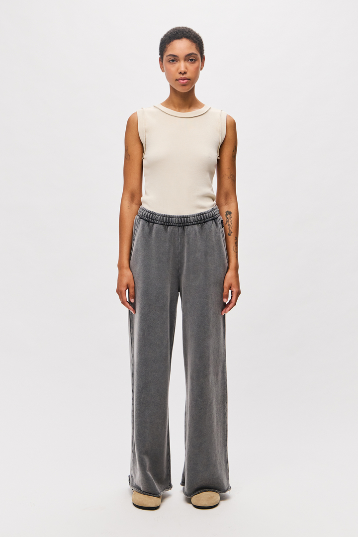 Wide-Leg Sweatpants with Raw Edges Vintage Grey