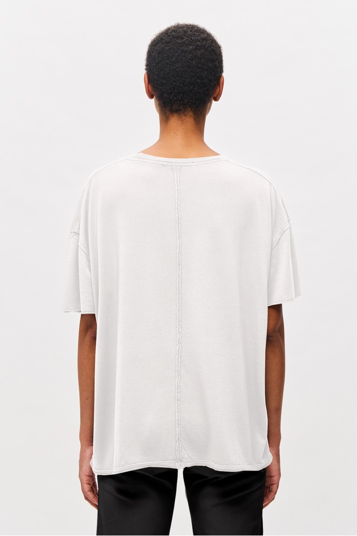 Oversized T-Shirt with Raw Cut Edges White