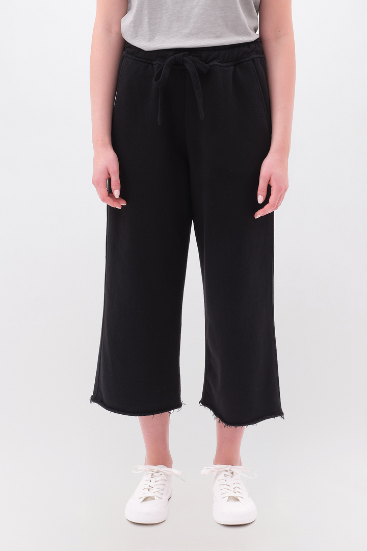 Cropped Sweatpants with Raw Edge Details Black