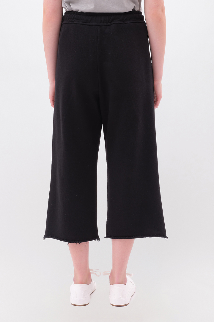 Cropped Sweatpants with Raw Edge Details Black