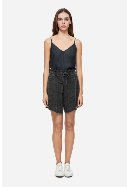 RELAXED SHORTS WITH RAW EDGES VINTAGE BLACK