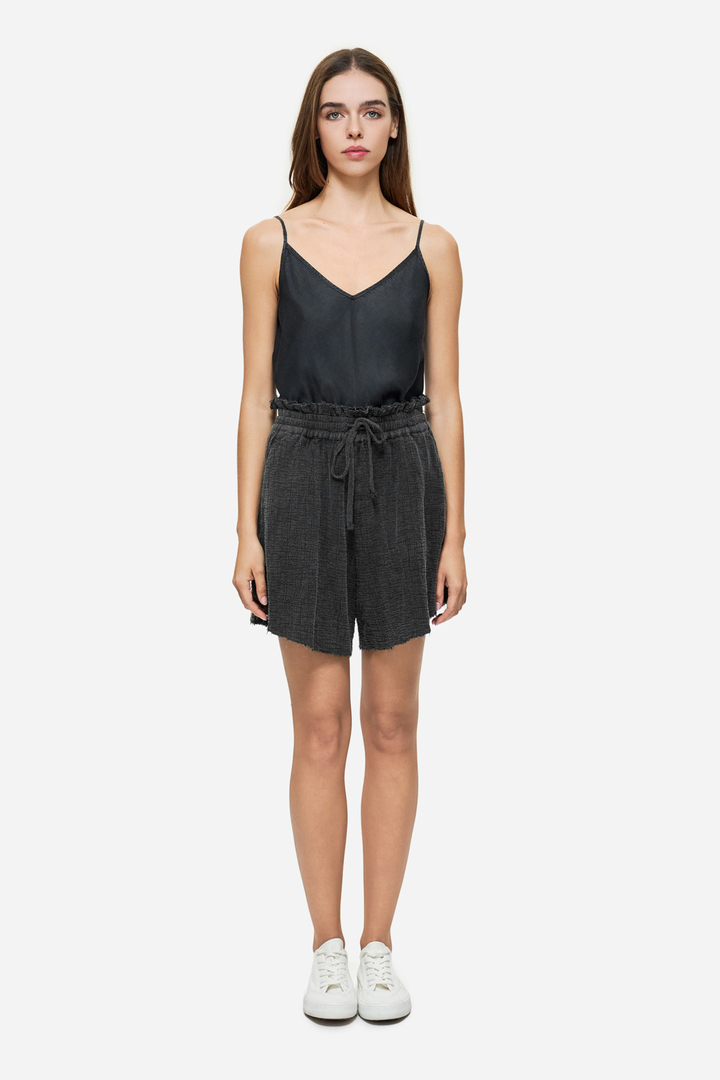 RELAXED SHORTS WITH RAW EDGES VINTAGE BLACK