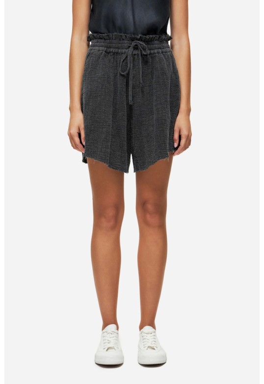 RELAXED SHORTS WITH RAW EDGES VINTAGE BLACK