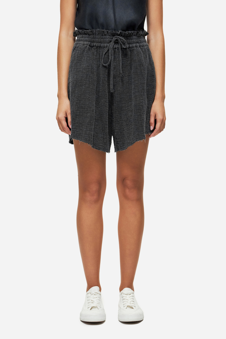 RELAXED SHORTS WITH RAW EDGES VINTAGE BLACK
