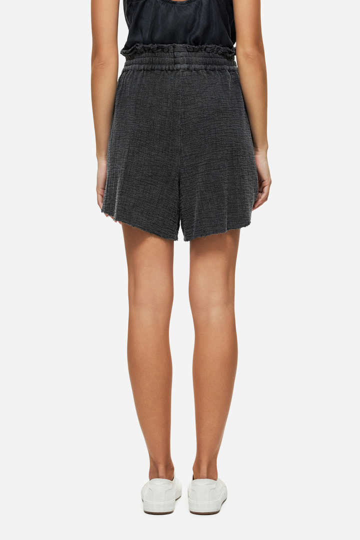 RELAXED SHORTS WITH RAW EDGES VINTAGE BLACK