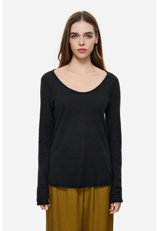 LINEN BLEND LONGSLEEVE BLACK