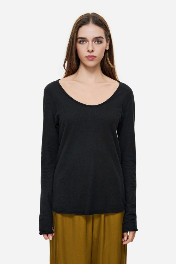 LINEN BLEND LONGSLEEVE BLACK
