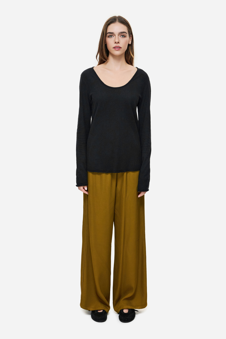 LINEN BLEND LONGSLEEVE BLACK