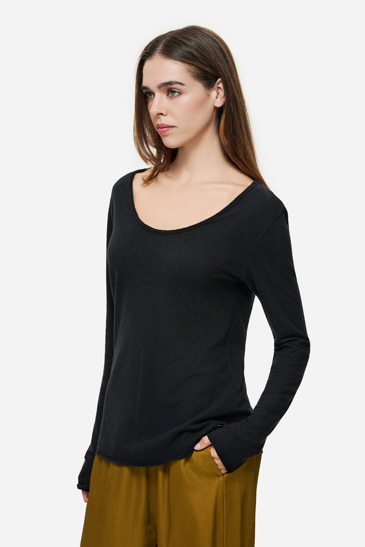 LINEN BLEND LONGSLEEVE BLACK