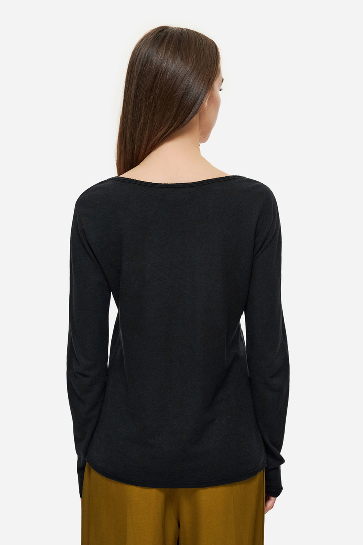 LINEN BLEND LONGSLEEVE BLACK
