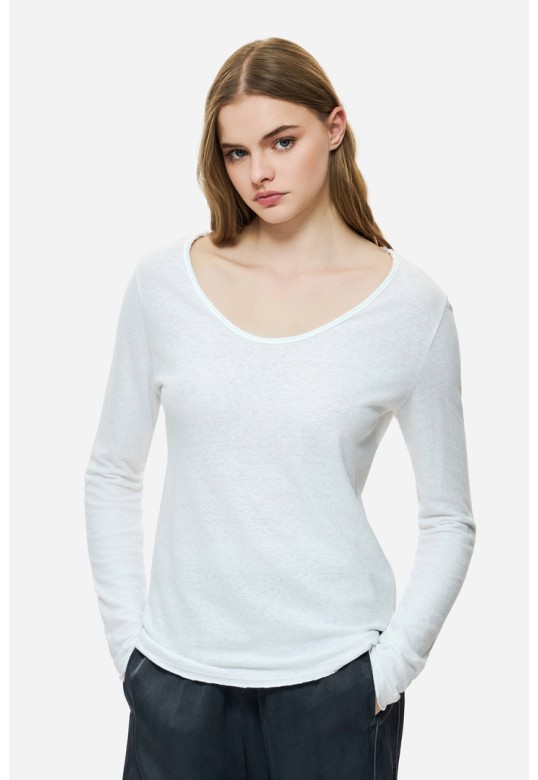 LINEN BLEND LONGSLEEVE WHITE