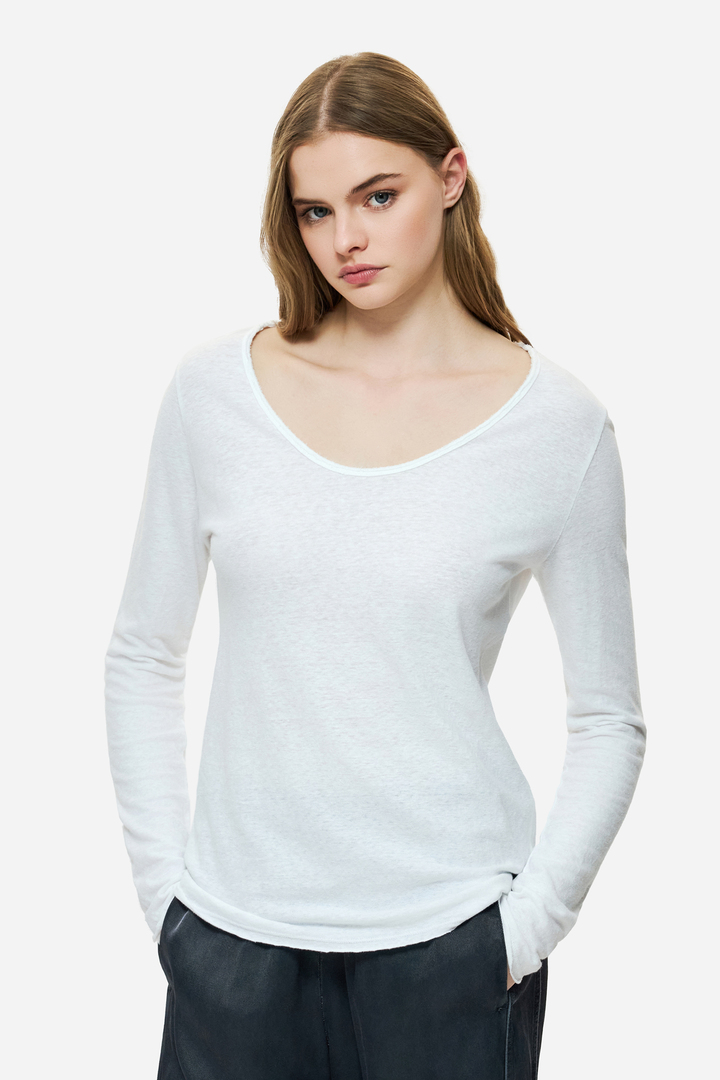 LINEN BLEND LONGSLEEVE WHITE