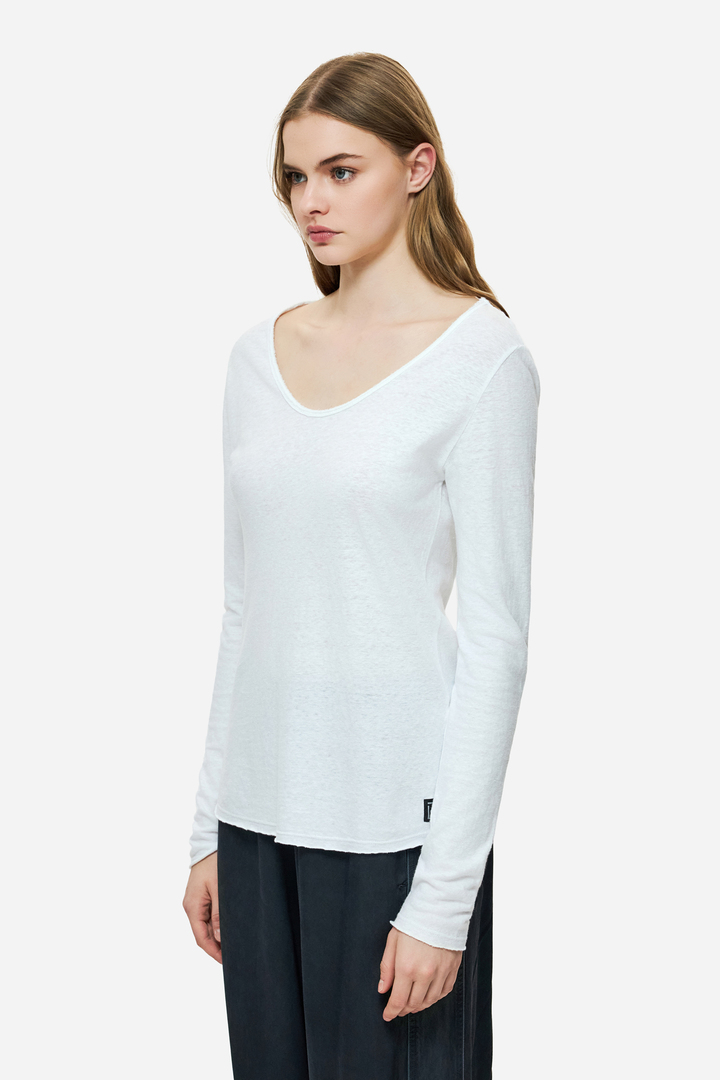 LINEN BLEND LONGSLEEVE WHITE