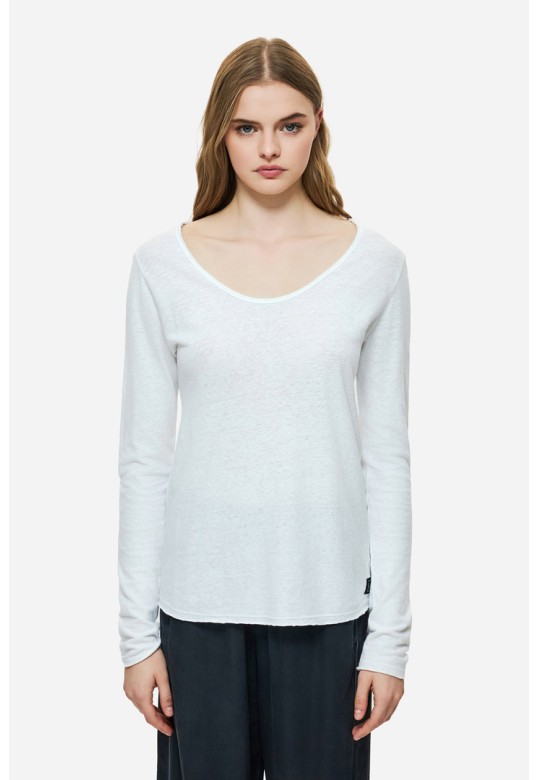 LINEN BLEND LONGSLEEVE WHITE
