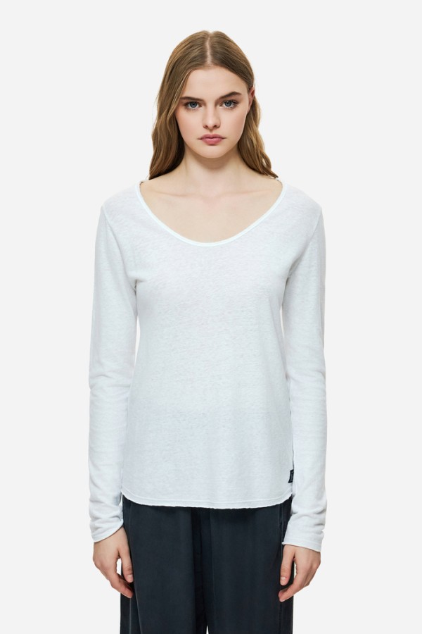 LINEN BLEND LONGSLEEVE WHITE