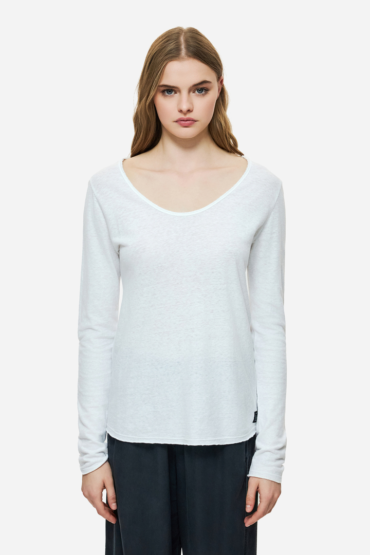 LINEN BLEND LONGSLEEVE WHITE