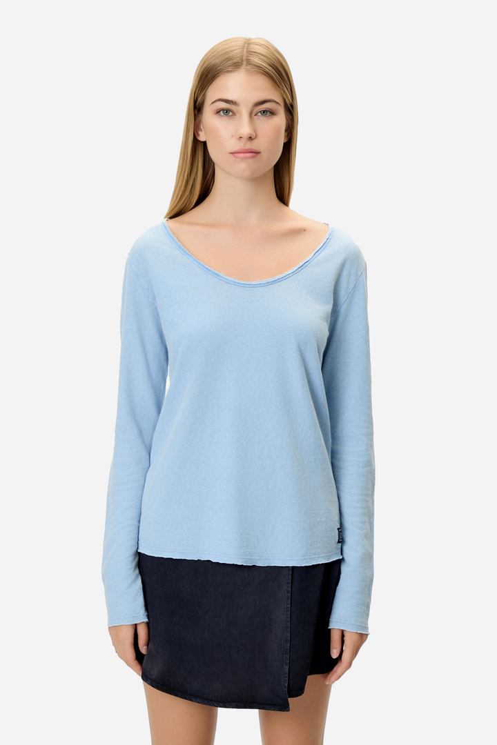 LINEN BLEND LONGSLEEVE VINTAGE SKY