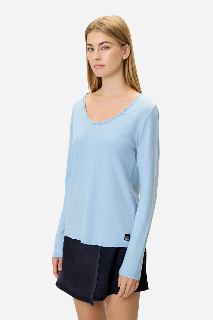 LINEN BLEND LONGSLEEVE VINTAGE SKY
