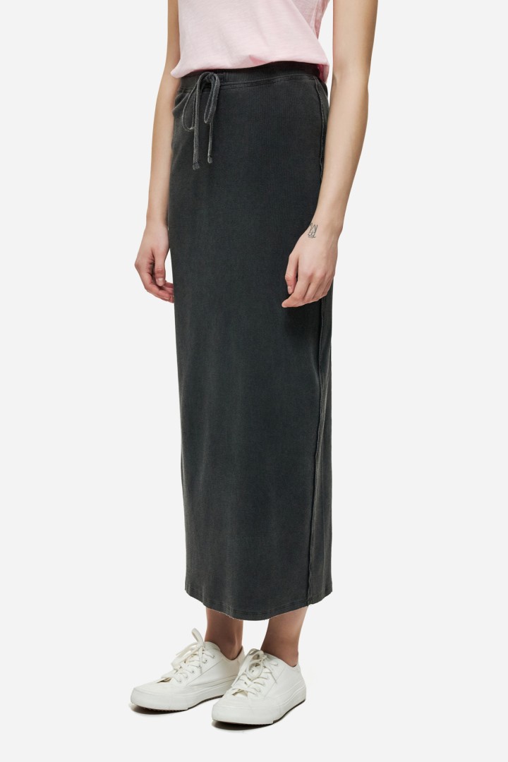 MAXI RIB SKIRT VINTAGE BLACK