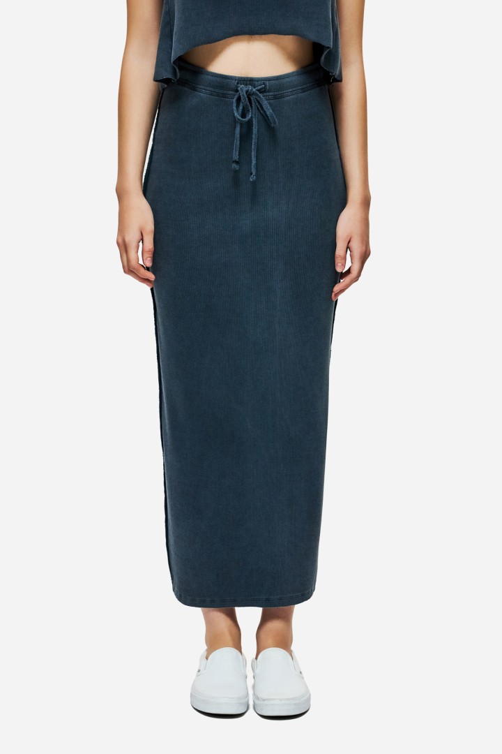 MAXI RIB SKIRT VINTAGE BLUE