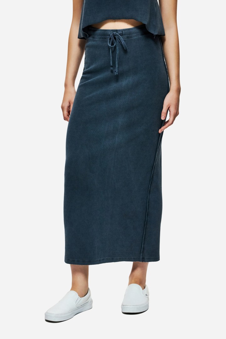MAXI RIB SKIRT VINTAGE BLUE
