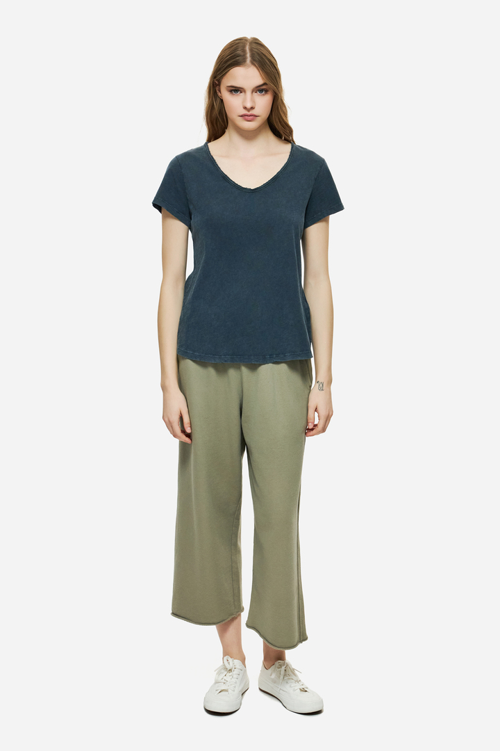 Cropped Sweatpants with Raw Edge Details Taupe