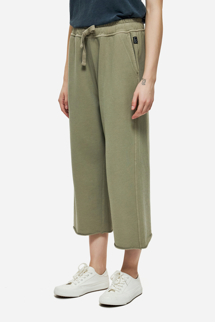 Cropped Sweatpants with Raw Edge Details Taupe