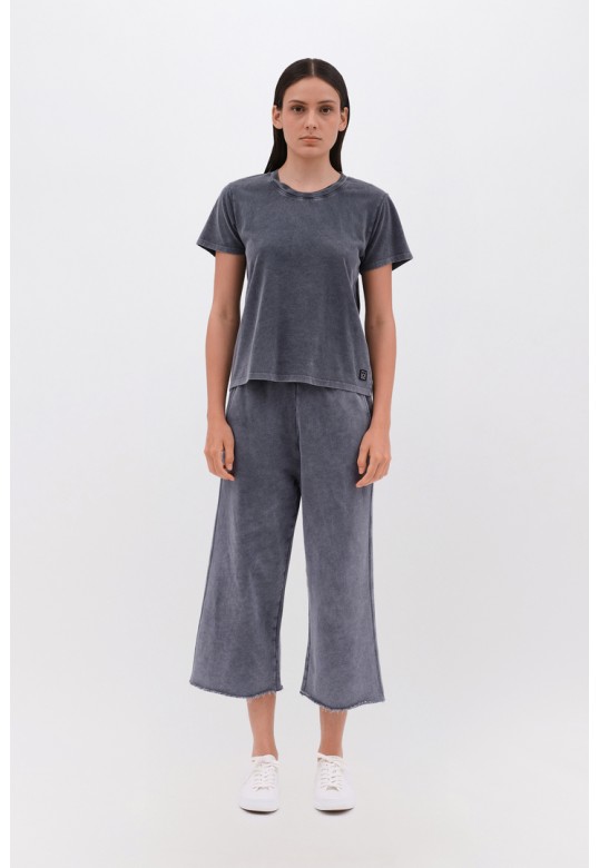 Cropped Sweatpants with Raw Edge Details VINTAGE GREY