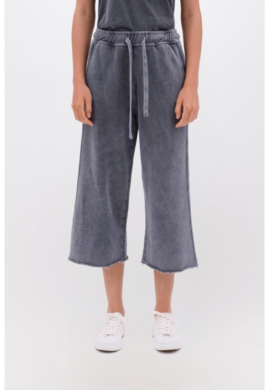 Cropped Sweatpants with Raw Edge Details VINTAGE GREY