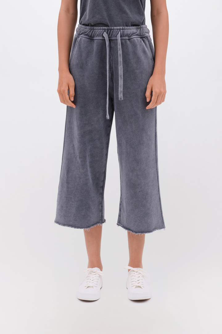 Cropped Sweatpants with Raw Edge Details VINTAGE GREY
