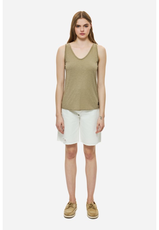Tank Top with V Neckline Taupe