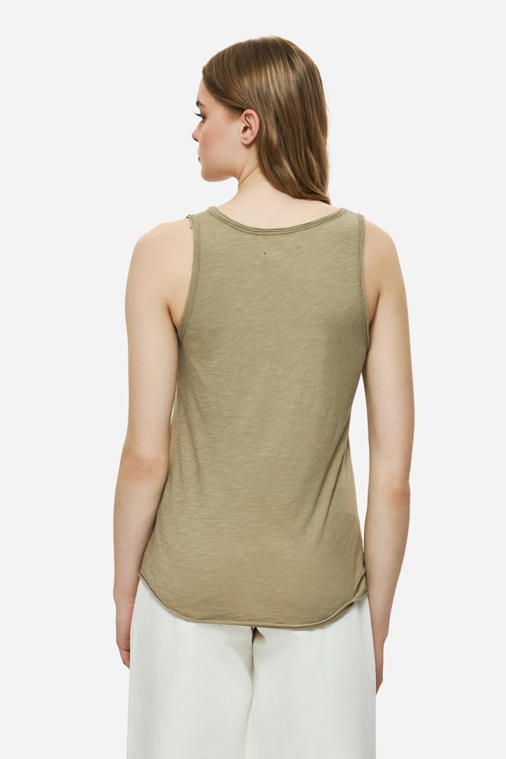 Tank Top with V Neckline Taupe